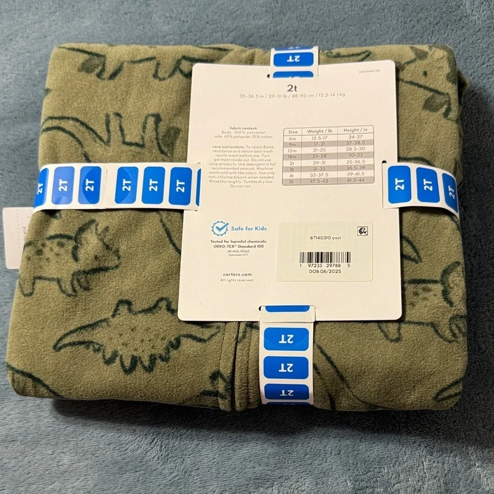 Carter's Olive Dinosaur Fleece Pajama